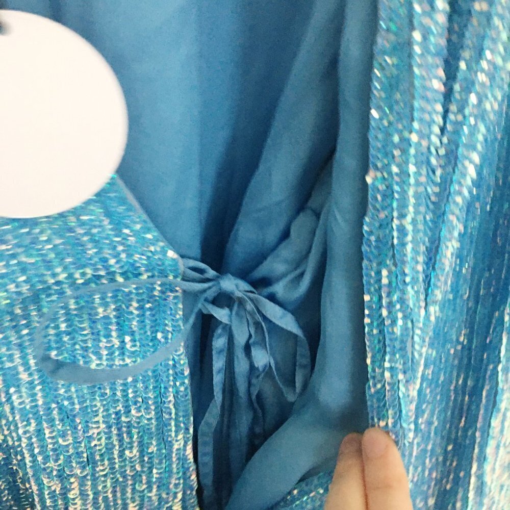 RETROFETE Audrey Sequin Robe Wrap Midi Dress - Picture 12 of 16